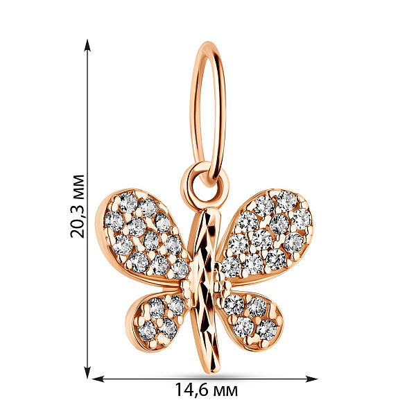 Золотая подвеска Стрекоза с фианитами (арт. 421030) – изображение 2
