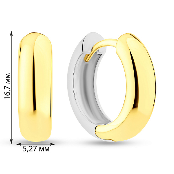 Сережки кільця з жовтого та білого золота (арт. 110462жб) – зображення 4