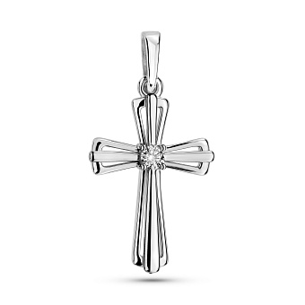 Фото Крестик из белого золота с бриллиантом (арт. П011024005б)