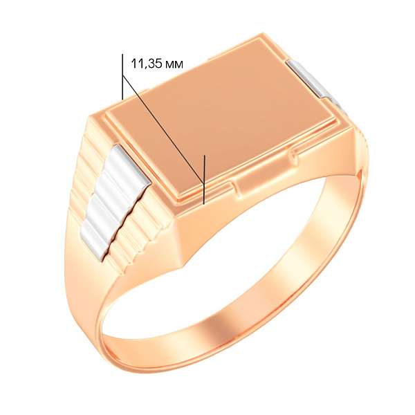 Печатка из красного золота без камней (арт. 170043) – изображение 4