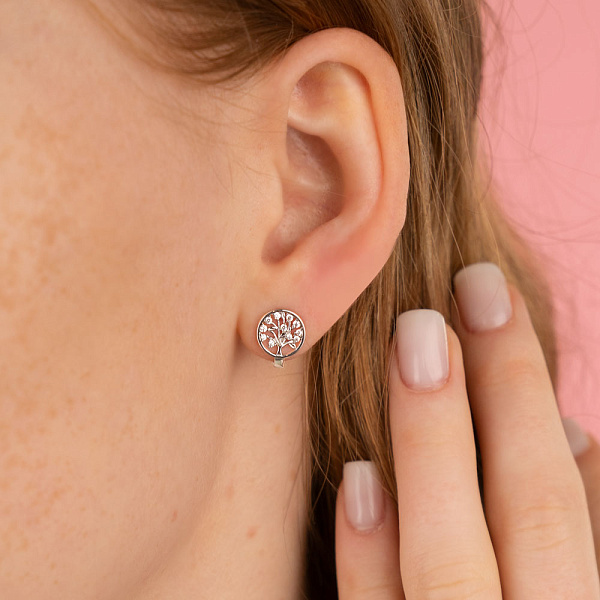 Сережки "Дерево життя" з білого золота (арт. 110876б) – зображення 2
