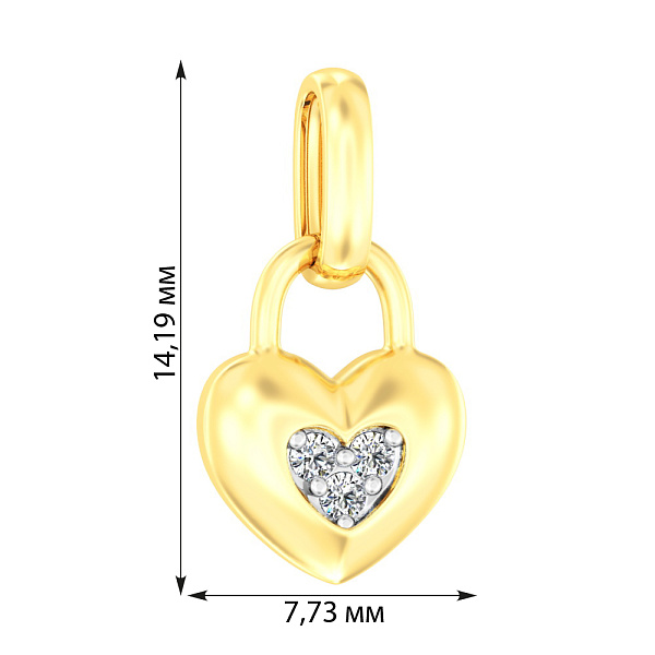 Кулон золотий Сердечко з фіанітами (арт. 440554ж) – зображення 2