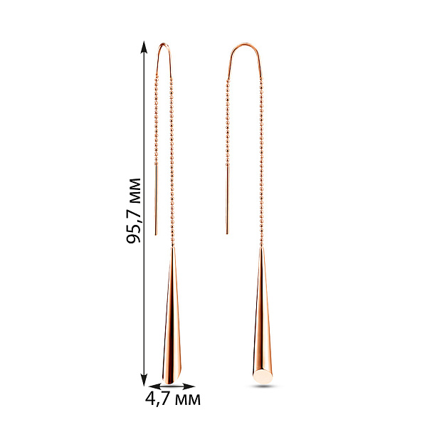 Серьги-протяжки из красного золота (арт. 103455/10) – изображение 2