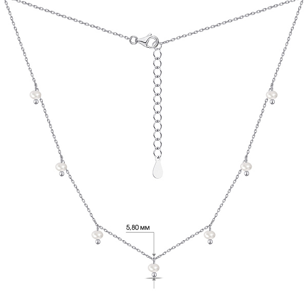 Серебряное колье с жемчугом (арт. 7507/1440жб) – изображение 2