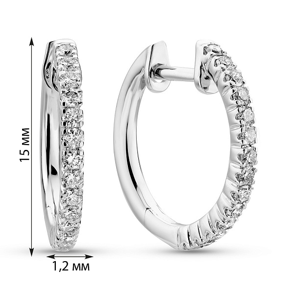 Сережки-кільця з білого золота з діамантами  (арт. С341462030б) – зображення 2