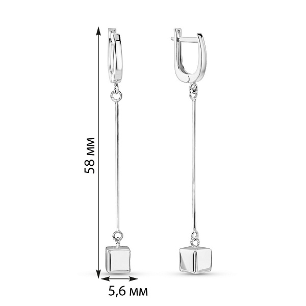 Золотые серьги с кубической подвеской (арт. 107263б) – изображение 4