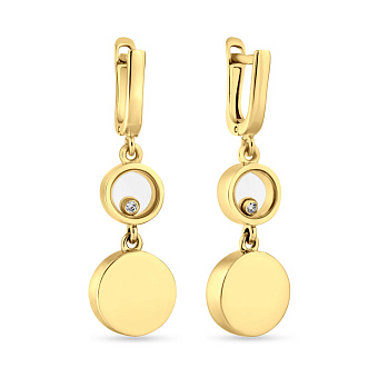 Сережки-подвески из золота с фианитами (арт. 106346ж)