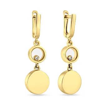 Сережки-підвіски  з з фіанітами (арт. 106346ж)