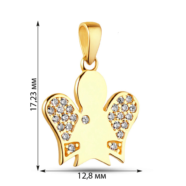 Подвес Ангел из желтого золота с фианитами  (арт. 423927ж) – изображение 2