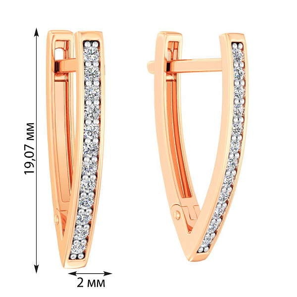 Сережки з червоного золота з білими фіанітами (арт. 110685) – зображення 3
