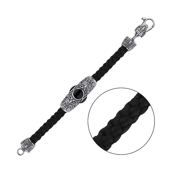 Браслет из лавсана серебра ониксом (арт. 7309/1049о) – изображение 1