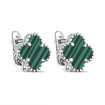 Серебряные серьги с малахитом (арт. 7502/3153/10млх)