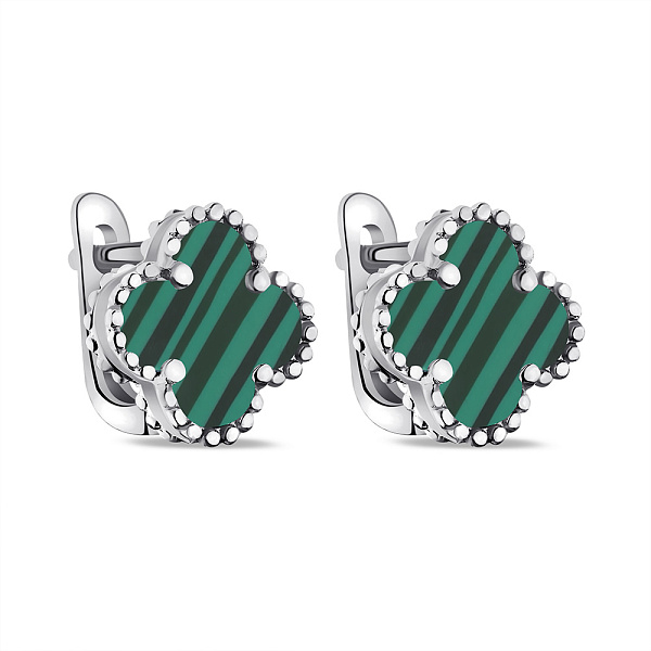 Серебряные серьги с малахитом (арт. 7502/3153/10млх) – изображение 1