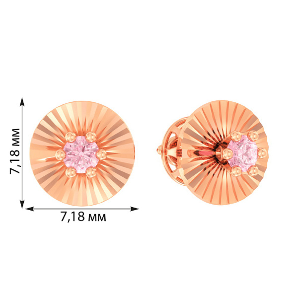 Детские золотые серьги с розовыми фианитами (арт. 110507р) – изображение 2