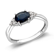 Каблучка з білого золота з сапфіром і діамантами (арт. К011070бс)