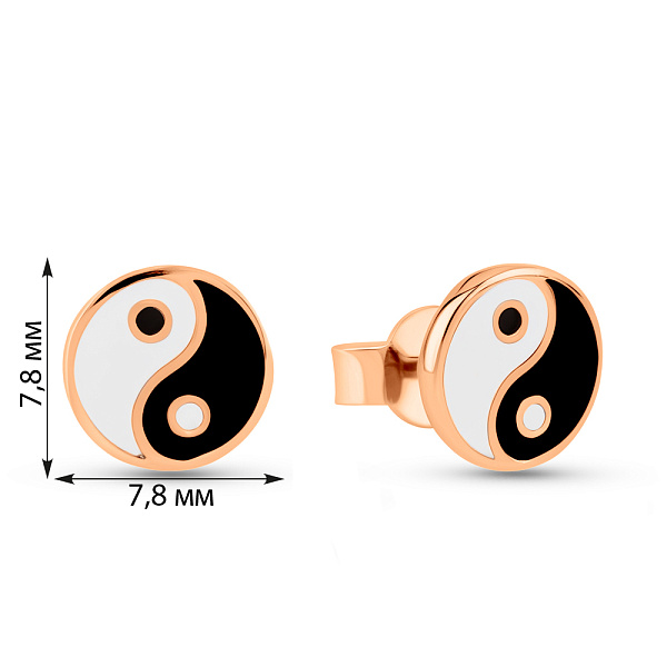 Золоті сережки-пусети Інь-Ян (арт. 109949ебч) – зображення 5