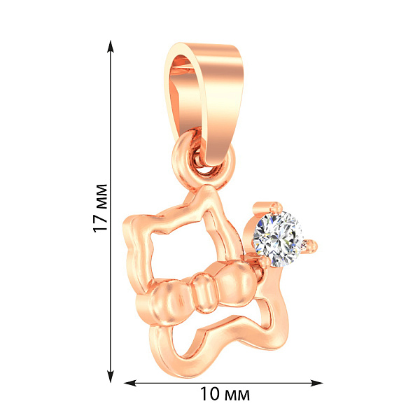 Золотая подвеска «Котенок» с фианитом (арт. 440358) – изображение 3