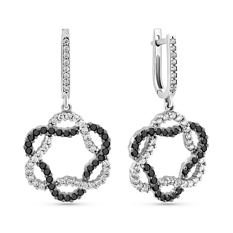 Фото Серьги-подвески из белого золота с фианитами (арт. 101386бч)