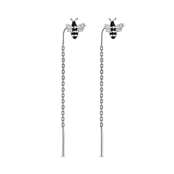 Сережки-протяжки зі срібла (арт. 7502/С2Ч/1326еч) – зображення 1