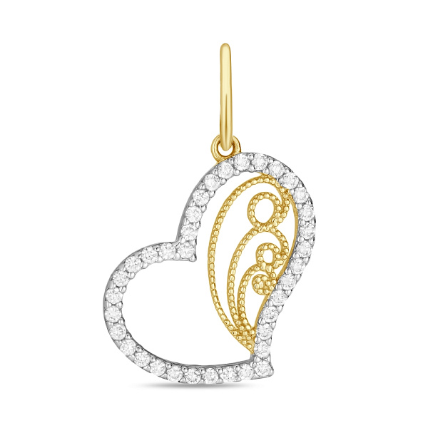 Кулон Сердце из желтого золота с фианитами (арт. 422376ж) – изображение 1