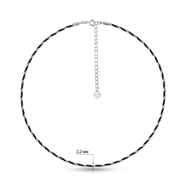 Серебряное колье с черной шелковой нитью (арт. 7507/2207ч) – изображение 3