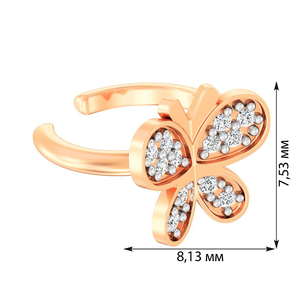 Каффа Метелик з золота на ліве вухо (арт. 110864лЯ) – зображення 2