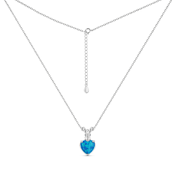 Серебряное колье Сердце с опалом (арт. 7507/2494Пос) – изображение 2