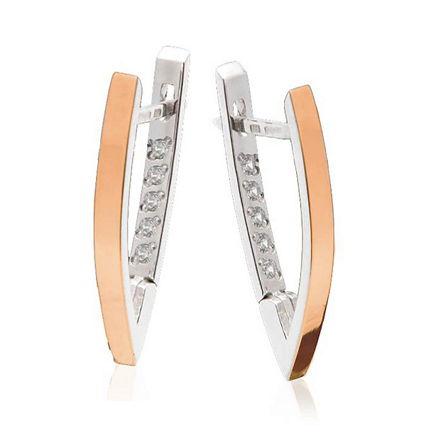 Серебряные серьги с золотой накладкой и фианитами (арт. 7202/075сю) – изображение 1