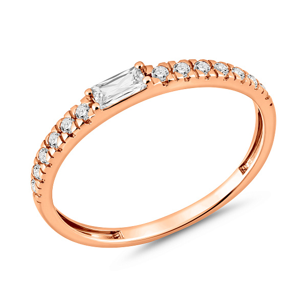 Каблучка з червоного золота з доріжкою з фіанітів (арт. 140929) – зображення 1