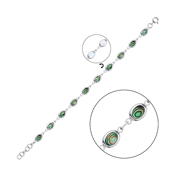 Серебряный двухсторонний браслет с перламутром (арт. 7509/3854пцвп) – изображение 1