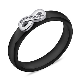 Кольцо из серебра и керамики Бесконечность с фианитами (арт. 7501/6946кмч)