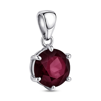 Срібний кулон з великим гранатом (арт. 7503/1690-2ГП)