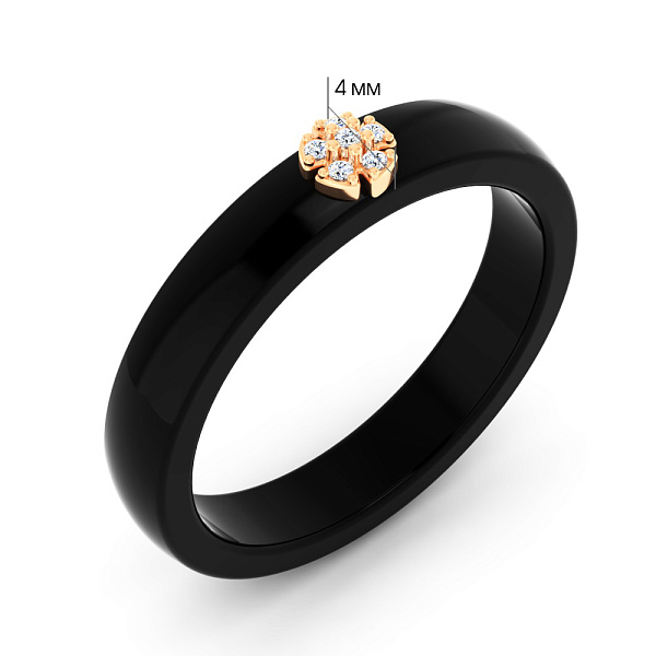 Каблучка з золота та кераміки з діамантами (арт. К011790кч) – зображення 2