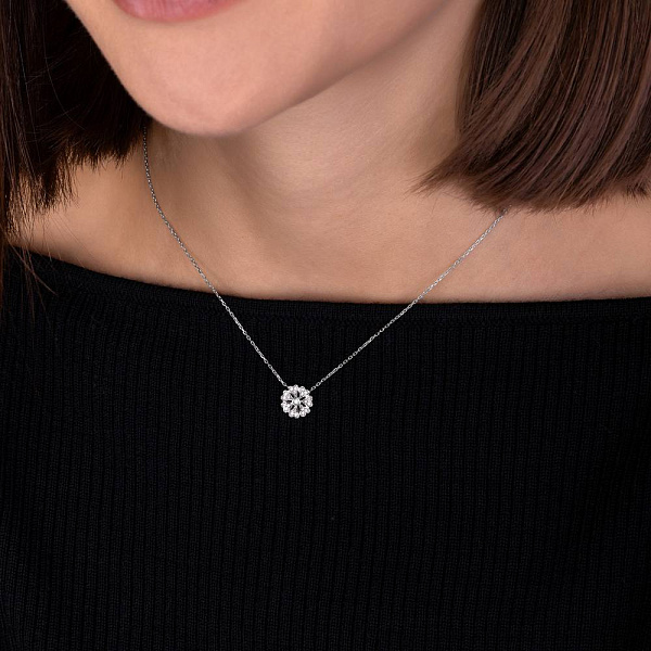 Кольє з білого золота Квітка з діамантами (арт. Ц341300015б) – зображення 3