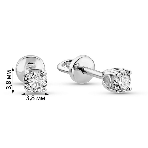 Пусеты из белого золота с бриллиантами  (арт. 2191257202) – изображение 2