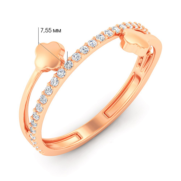 Кольцо из красного золота с фианитами (арт. 140023) – изображение 3