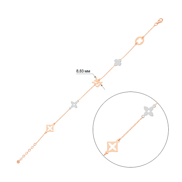 Браслет с фианитом из красного и белого золота (арт. 324595кб) – изображение 3