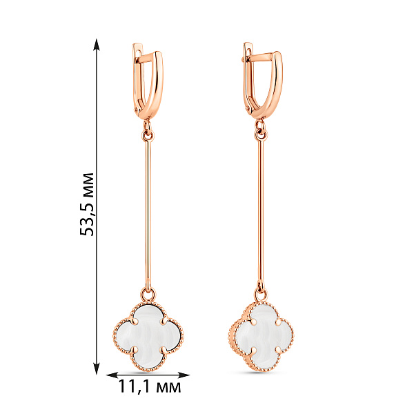 Серьги из красного золота с перламутром (арт. 110716/10п) – изображение 2
