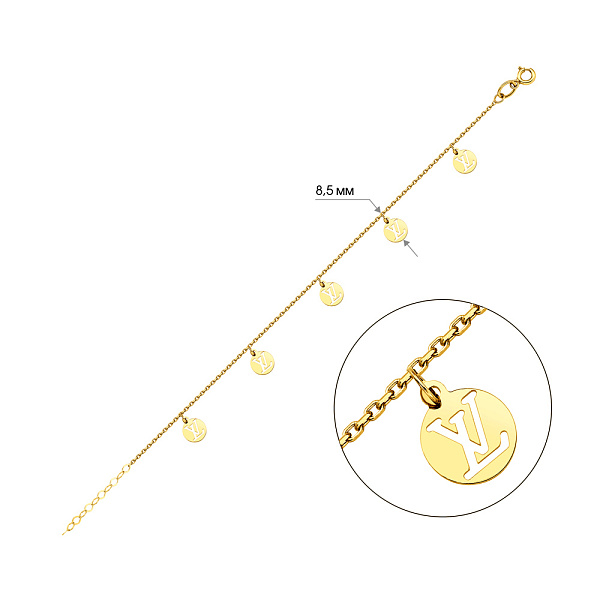 Браслет из желтого золота с подвесками (арт. 325271ж) – изображение 3