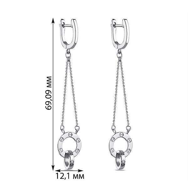 Серебряные серьги-подвески без камней (арт. 7502/4452) – изображение 2