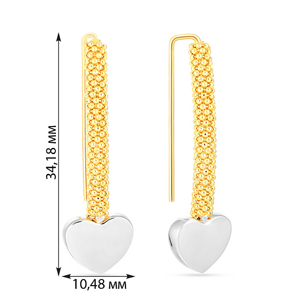 Золотые серьги «Сердечки» (арт. 103662ж) – изображение 2