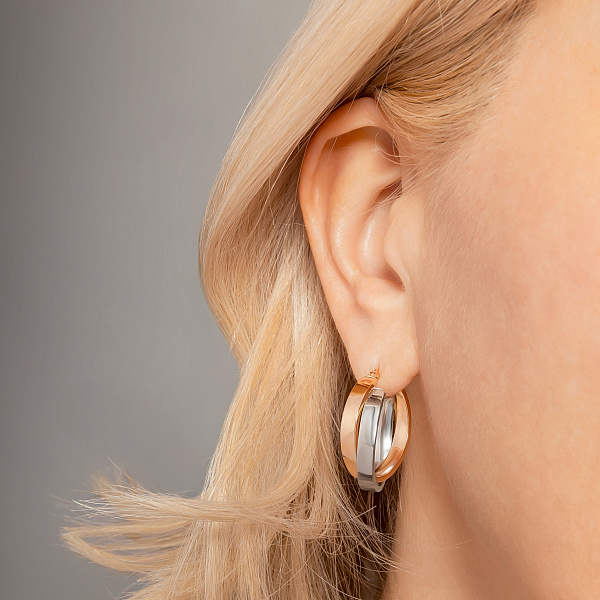 Сережки-кільця з червоного та білого золота (арт. 105731/20кб) – зображення 4