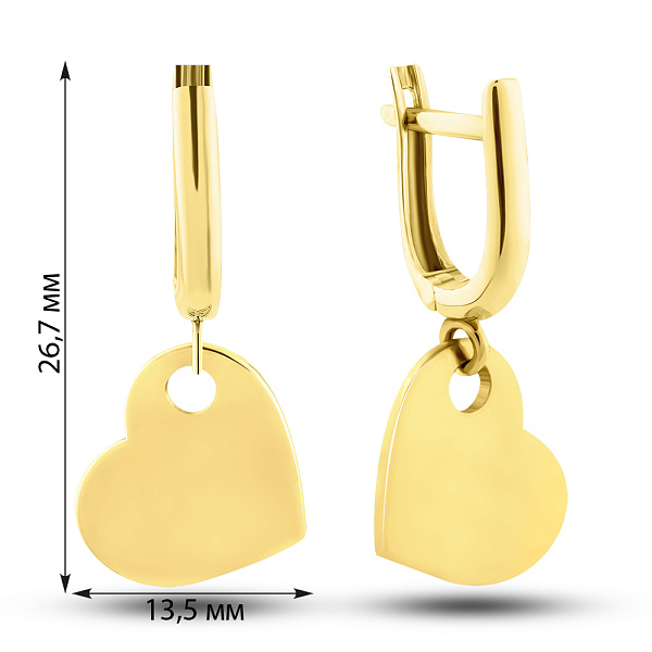 Сережки-підвіски з жовтого золота (арт. 107518ж) – зображення 2