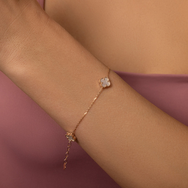 Золотий браслет Конюшина з перламутром (арт. 341494/7п) – зображення 2