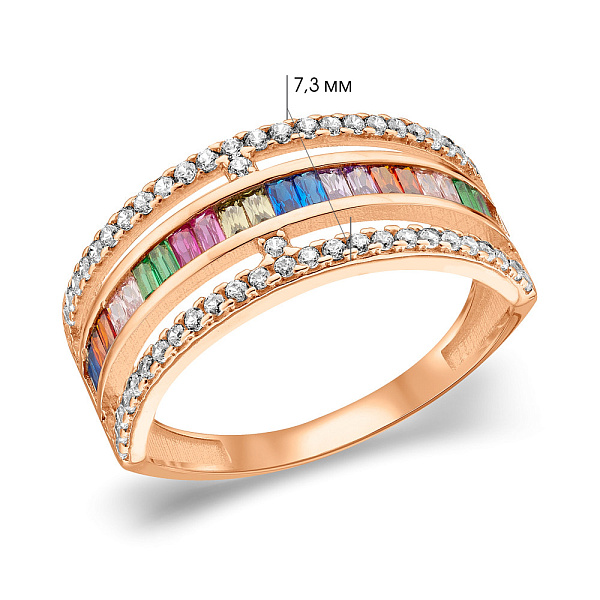 Каблучка з червоного золота з фіанітами (арт. 156401цв) – зображення 3