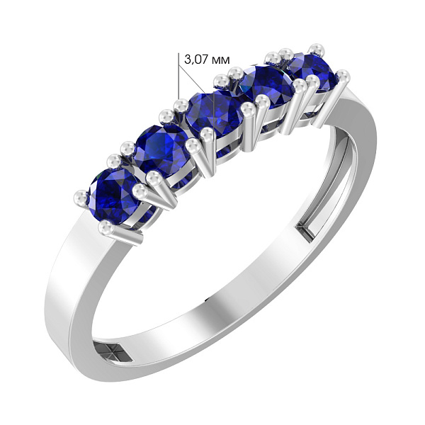 Кольцо из белого золота с сапфирами (арт. 141027Пбс) – изображение 2