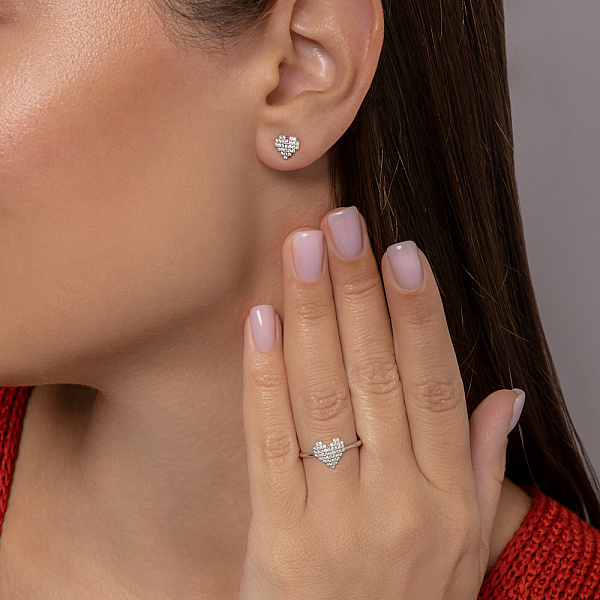 Сережки з білого золота з розсипом з діамантів (арт. Т011689015б) – зображення 3