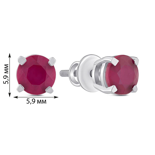 Срібні сережки-пусети з рубіном (арт. 7518/2194356Р) – зображення 2