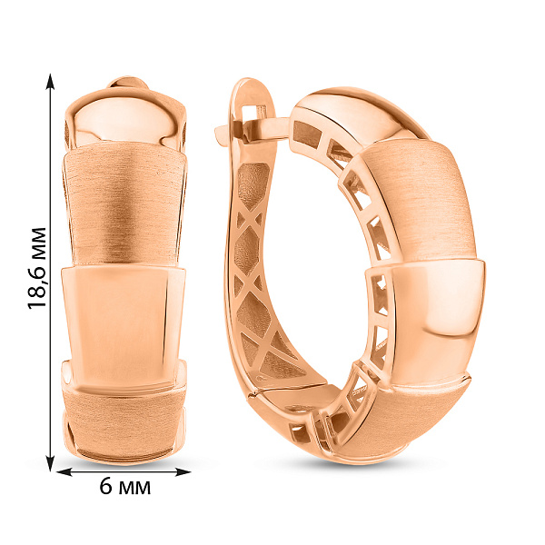 Сережки з червононого золота без каміння (арт. 1091777м) – зображення 5