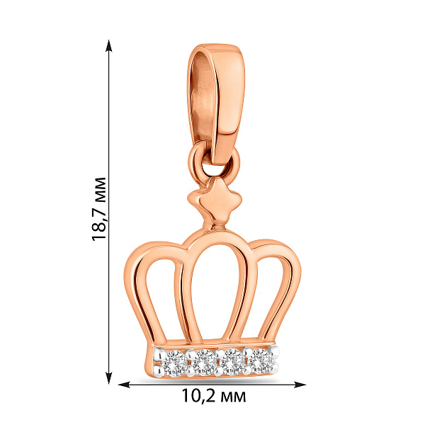 Кулон из красного золота Корона с фианитами (арт. 441070) – изображение 2